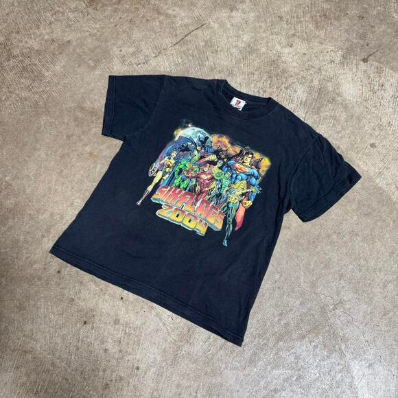 Vintage VTG Y2K Youth Six Flags DC Comics Bat Man Justice League Graphic T-Shirt - Picture 4 of 8